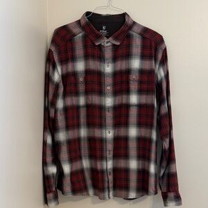 KÜHL Men’s XXL Red Plaid Flannel Button Down Shirt Outdoor Hiking
